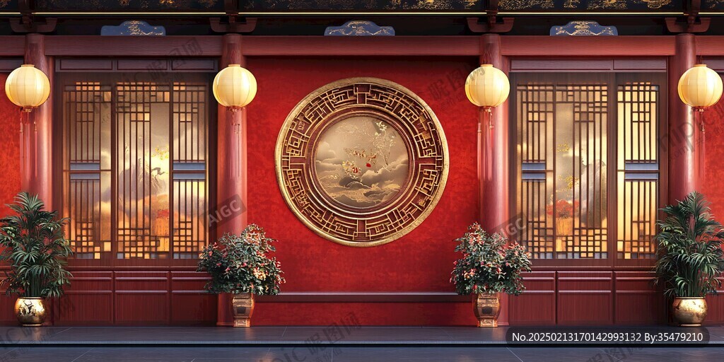 中式门场景