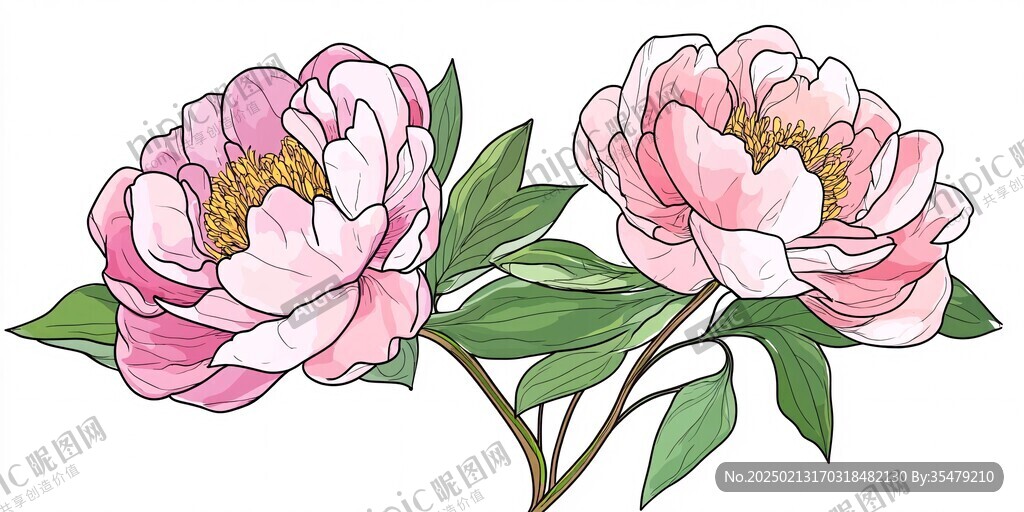 芍药手绘