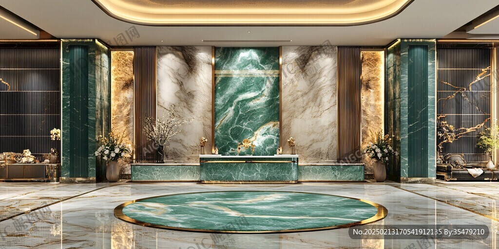 蓝色大理石迎宾区