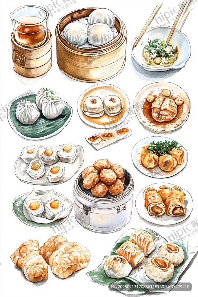 小笼包插画