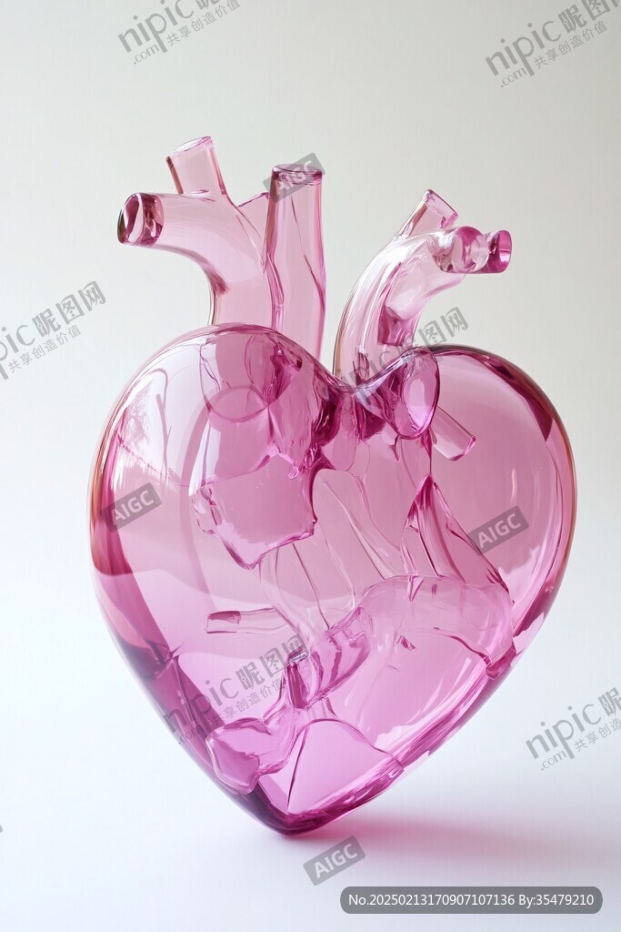 晶莹剔透玻璃心工艺品