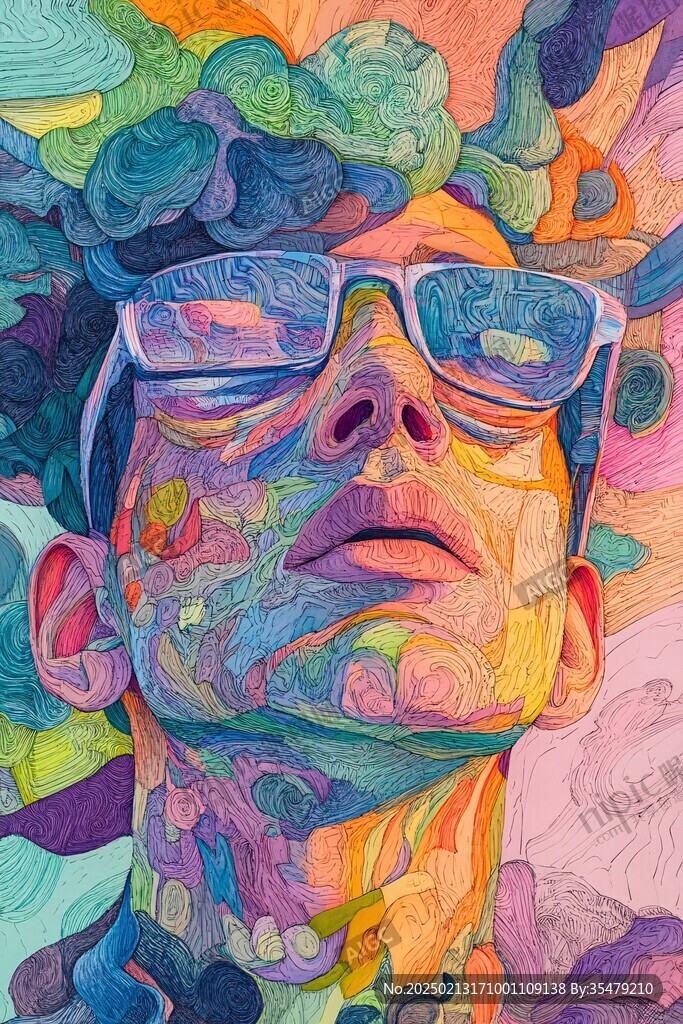 扭曲人像插画