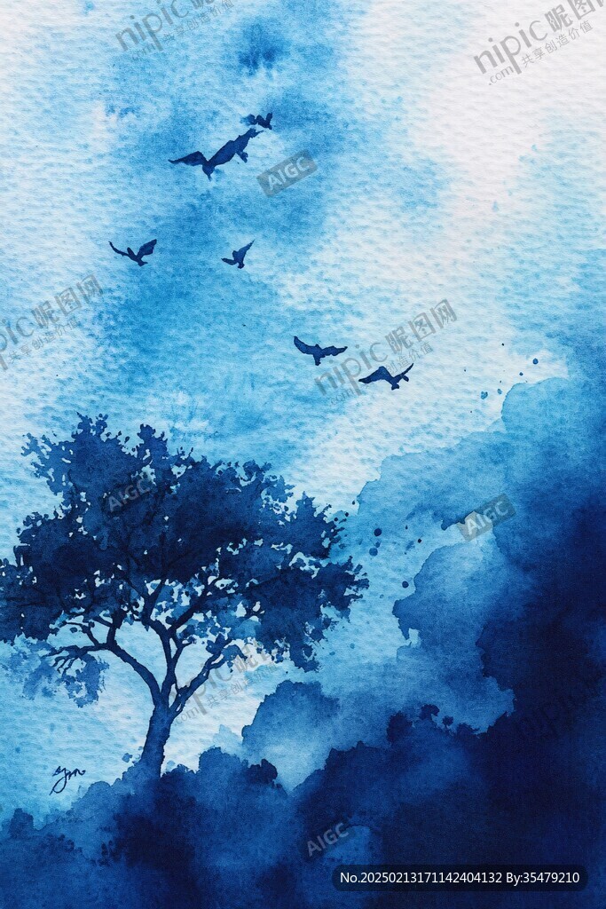 水彩唯美风景插画