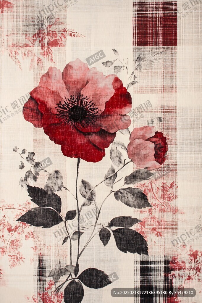 红色鲜花壁画