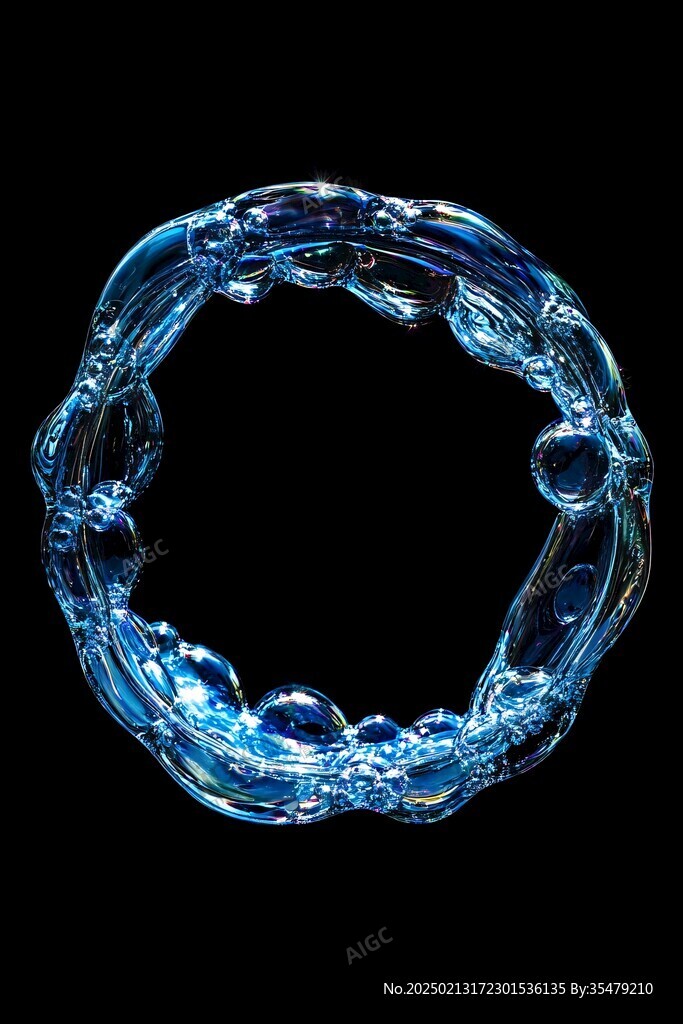 立体圆环蓝色水晶