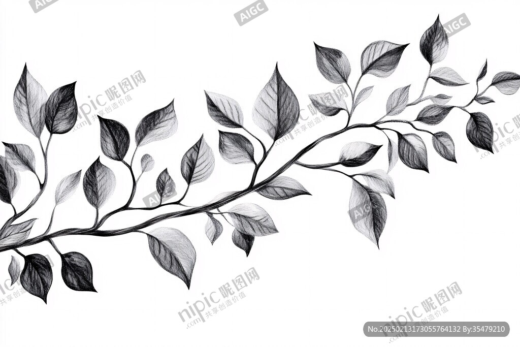 手绘装饰图案树枝