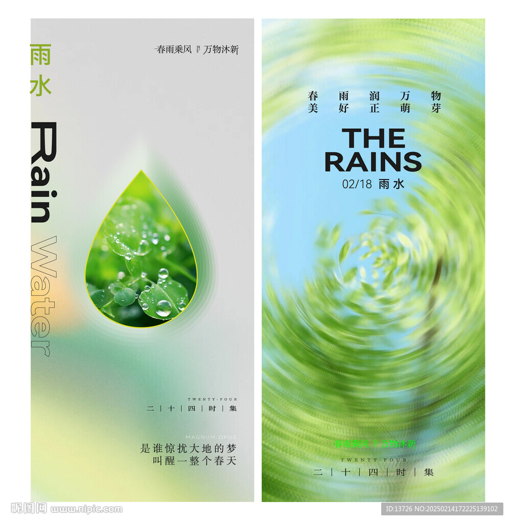 雨水节气单图海报