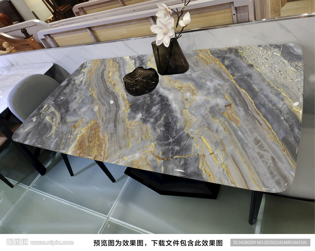 岩板餐桌奢石超晶石大理石源文件