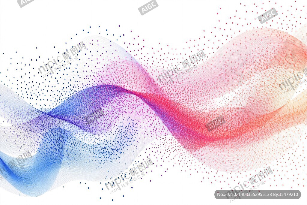 彩色渐变波动点状线条