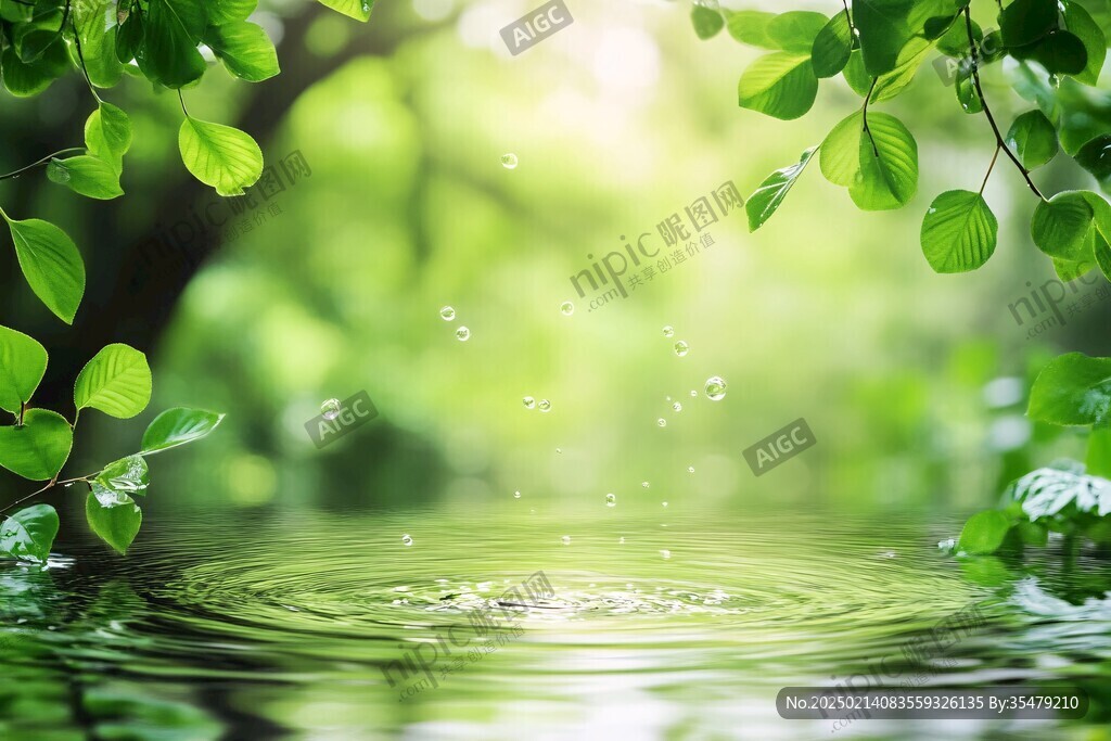 水珠绿叶环保素材