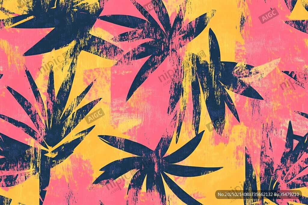 竹叶数码印花