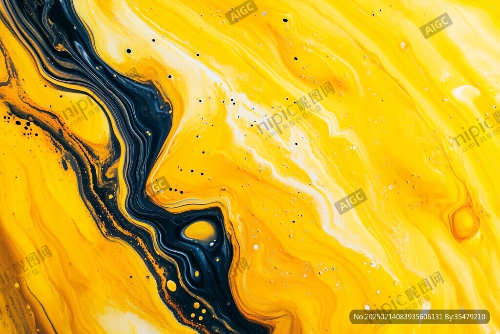 黄色流体艺术画