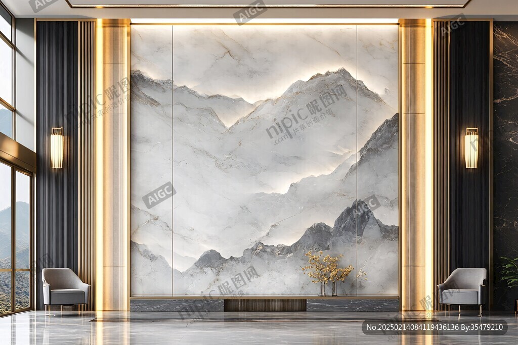 岩板山水画
