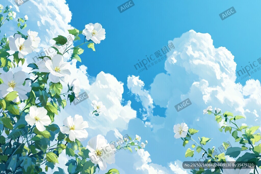 浪漫动漫洁白云朵