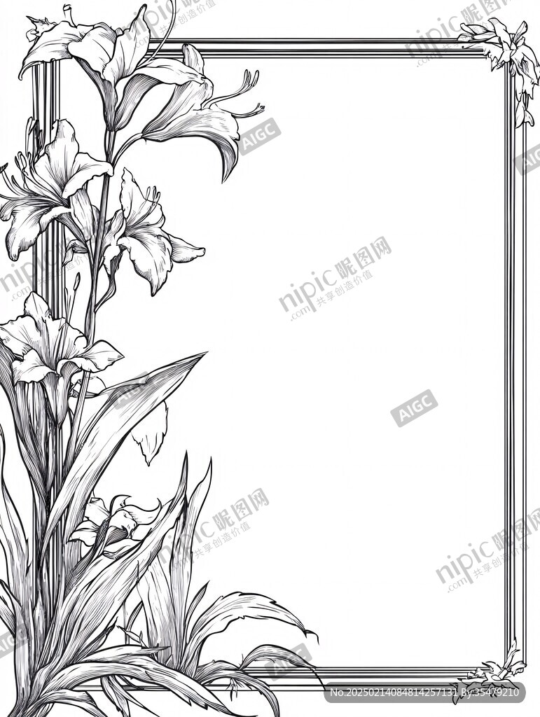 百合花边框