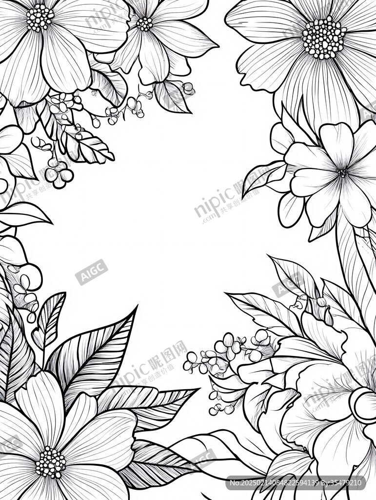 线描花框