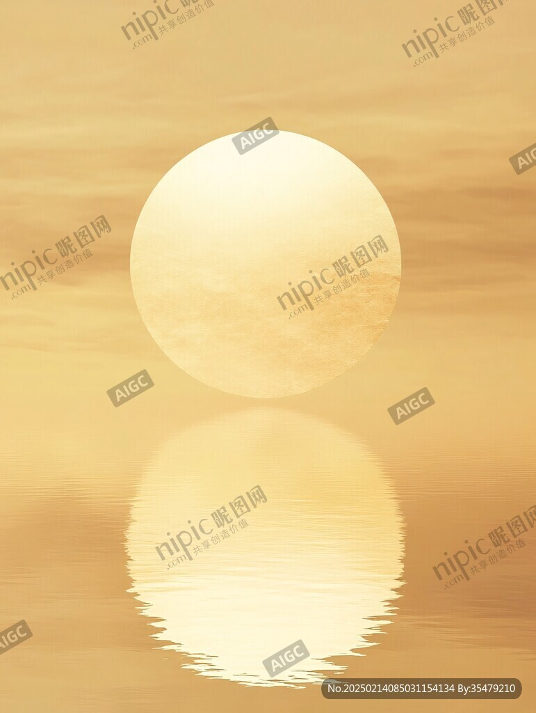 水面倒影月圆之夜