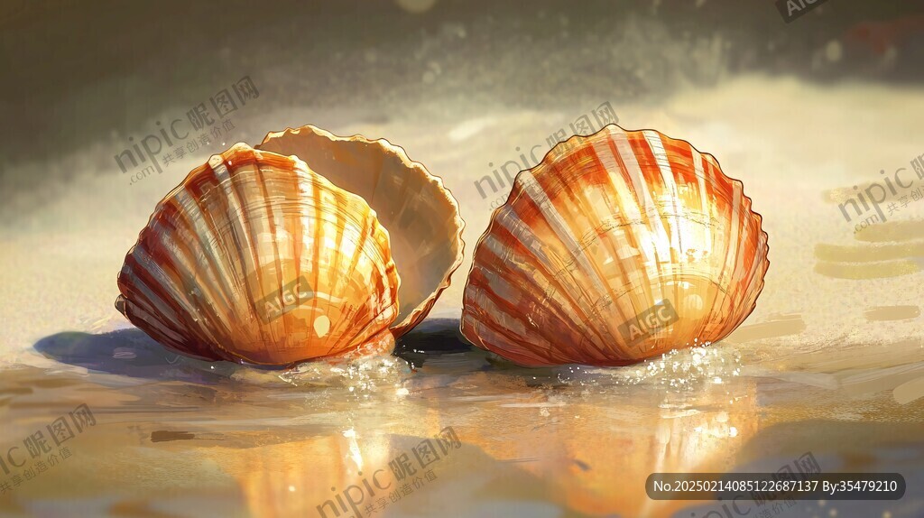 粉丝扇贝插画