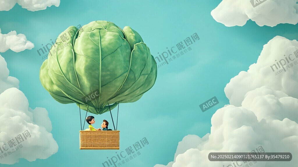 热气球插画场景