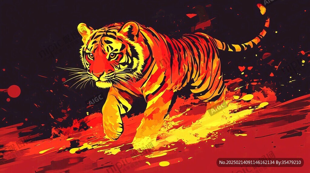 虎元素插画