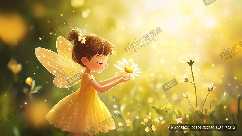 抓蝴蝶的小女孩插画