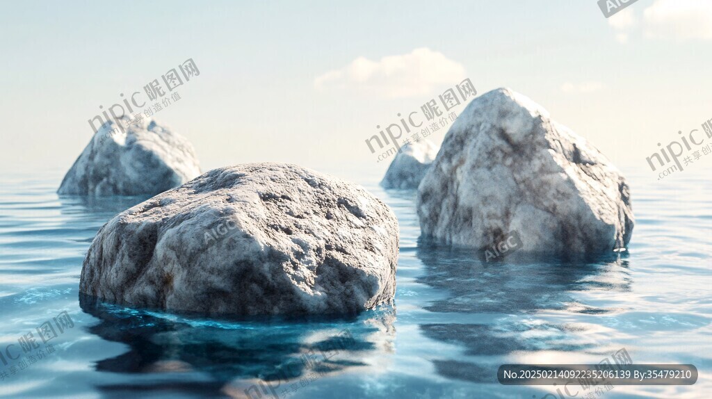 浮出水面的石头