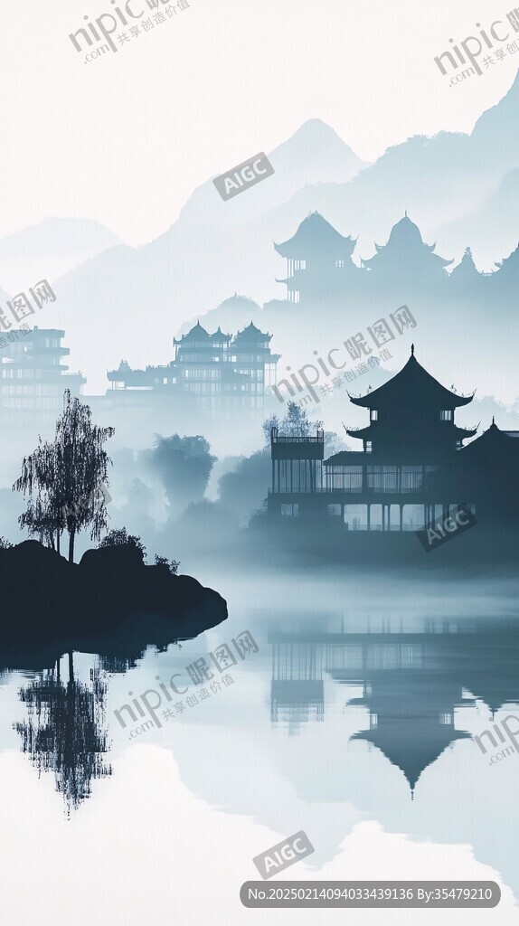 横店插画横店水墨山水