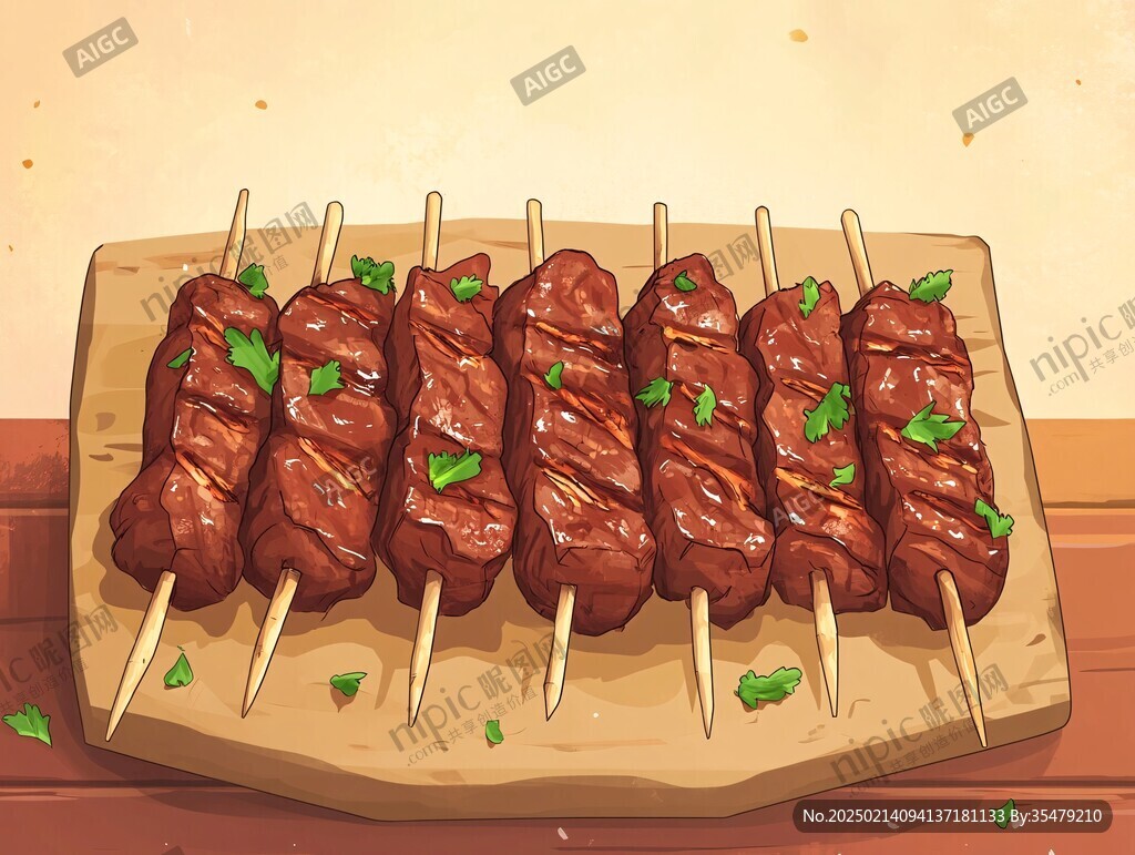 牛肉串插画