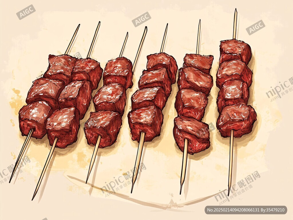 牛肉串插画