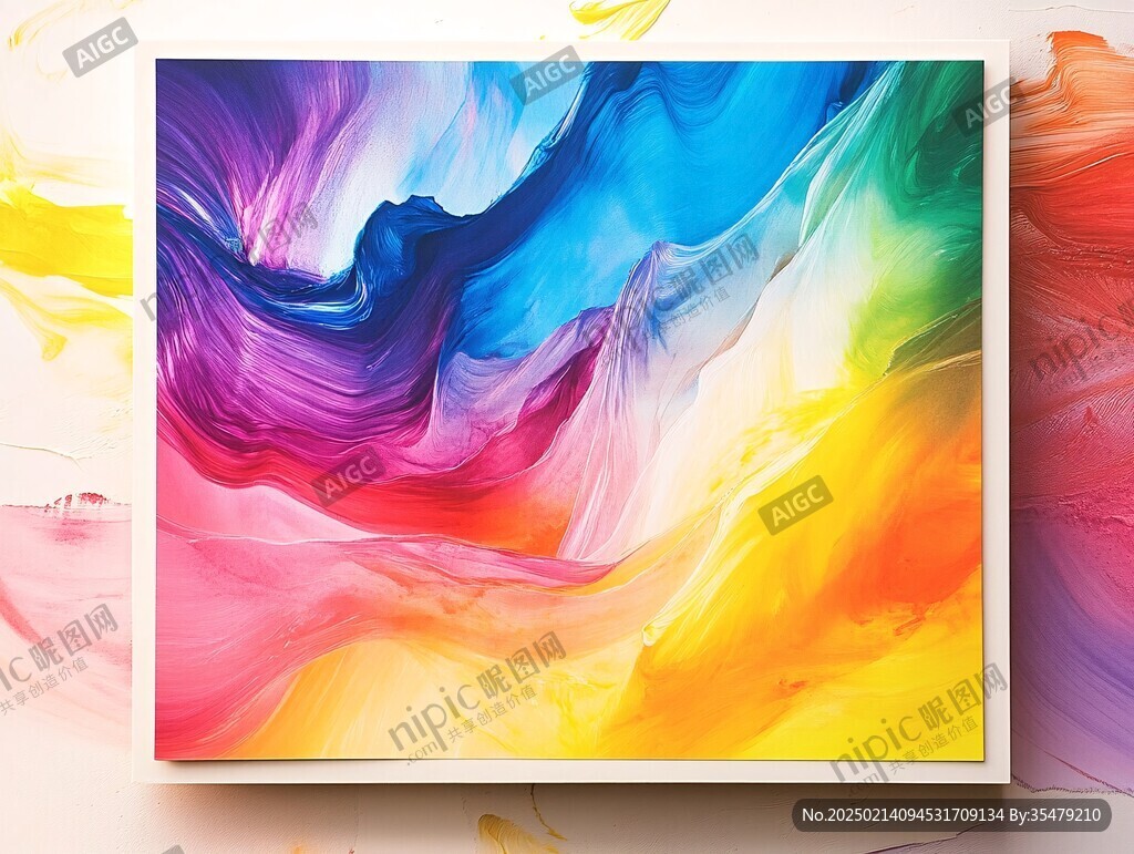 渐变抽象流体装饰画