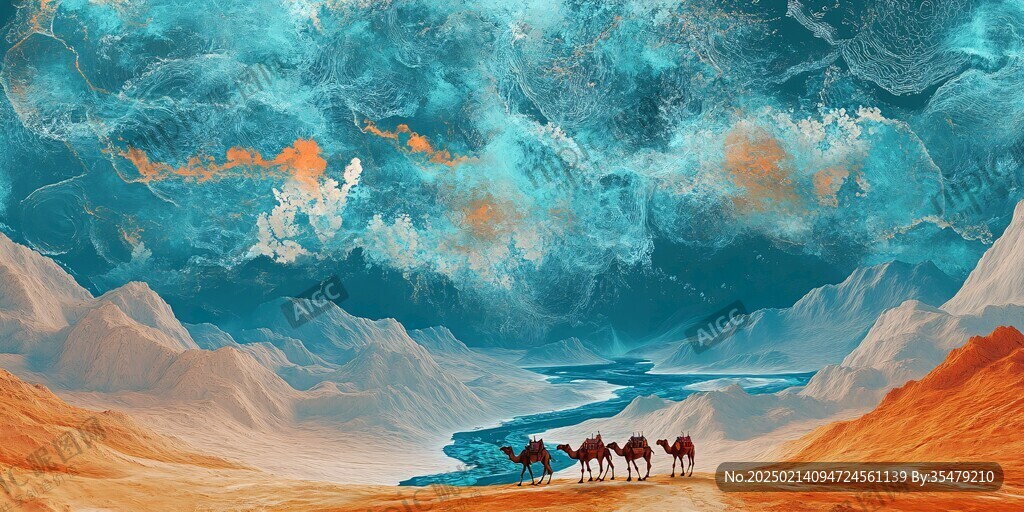 丝绸之路插画宣传背景