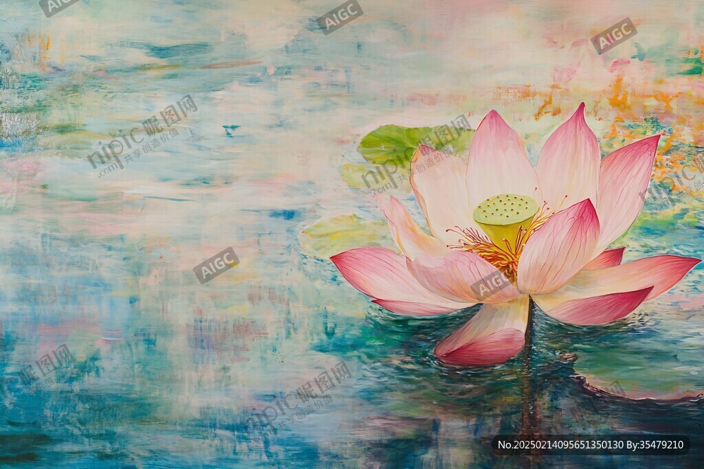 油画莲花