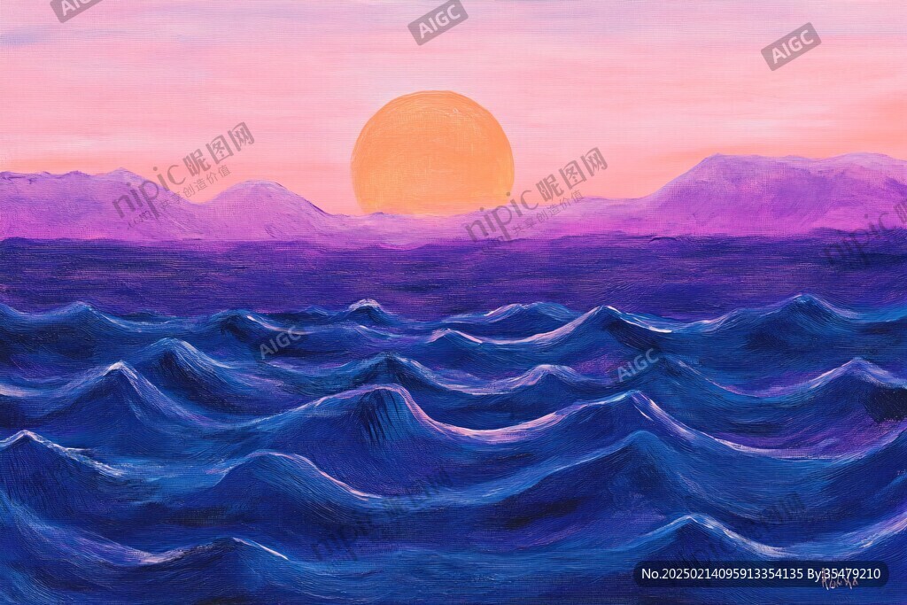 海天一色绘画
