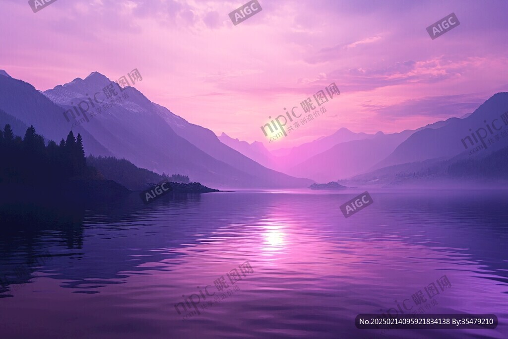唯美山水夕阳