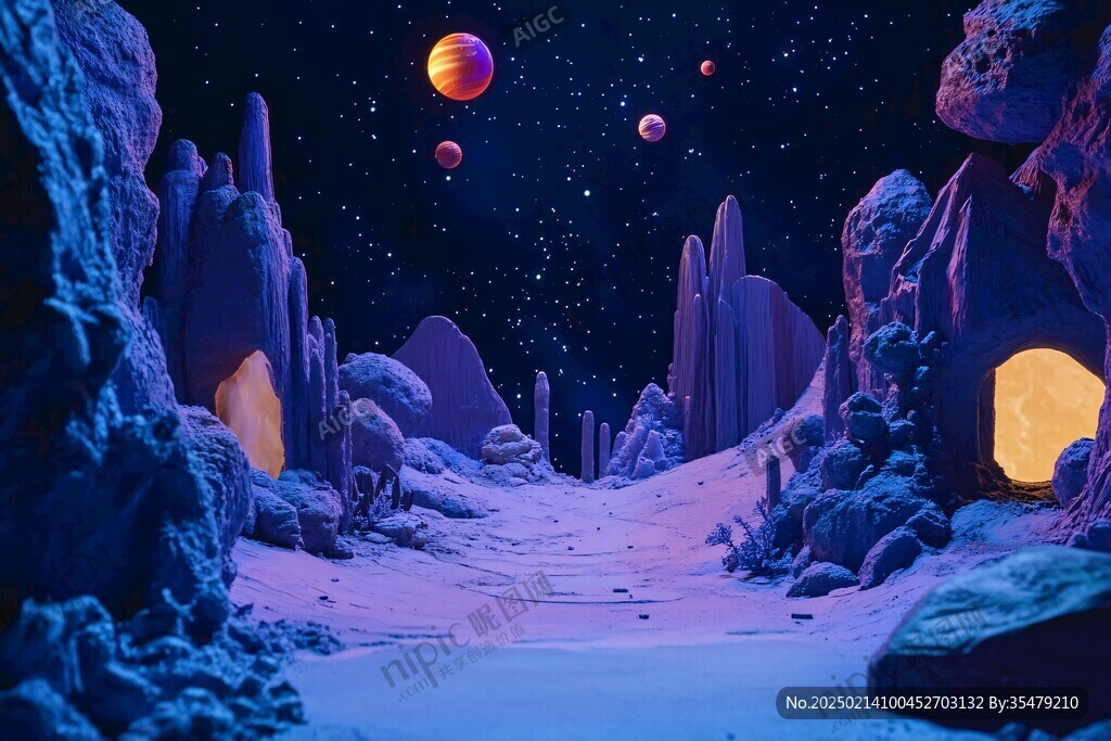 外星球幻想场景插画