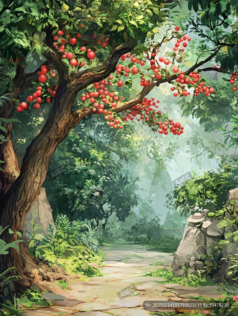 红枣林插画