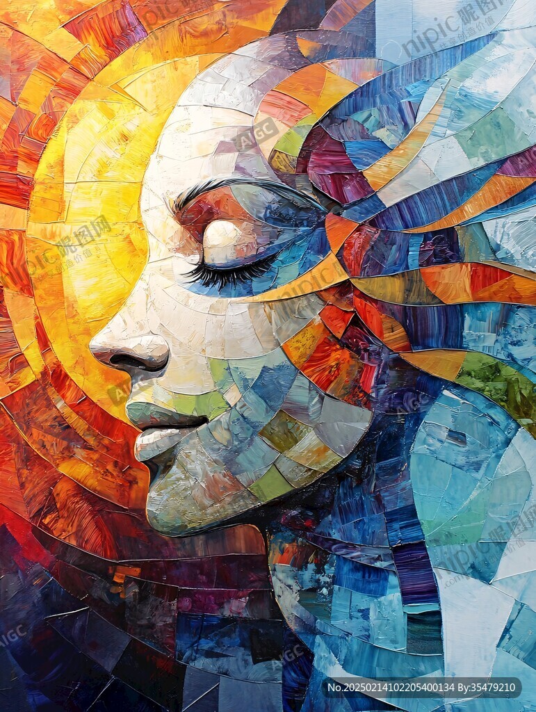 人脸色块拼接装饰画