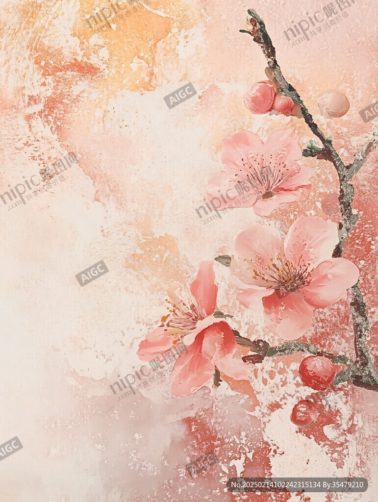桃花装饰画背景