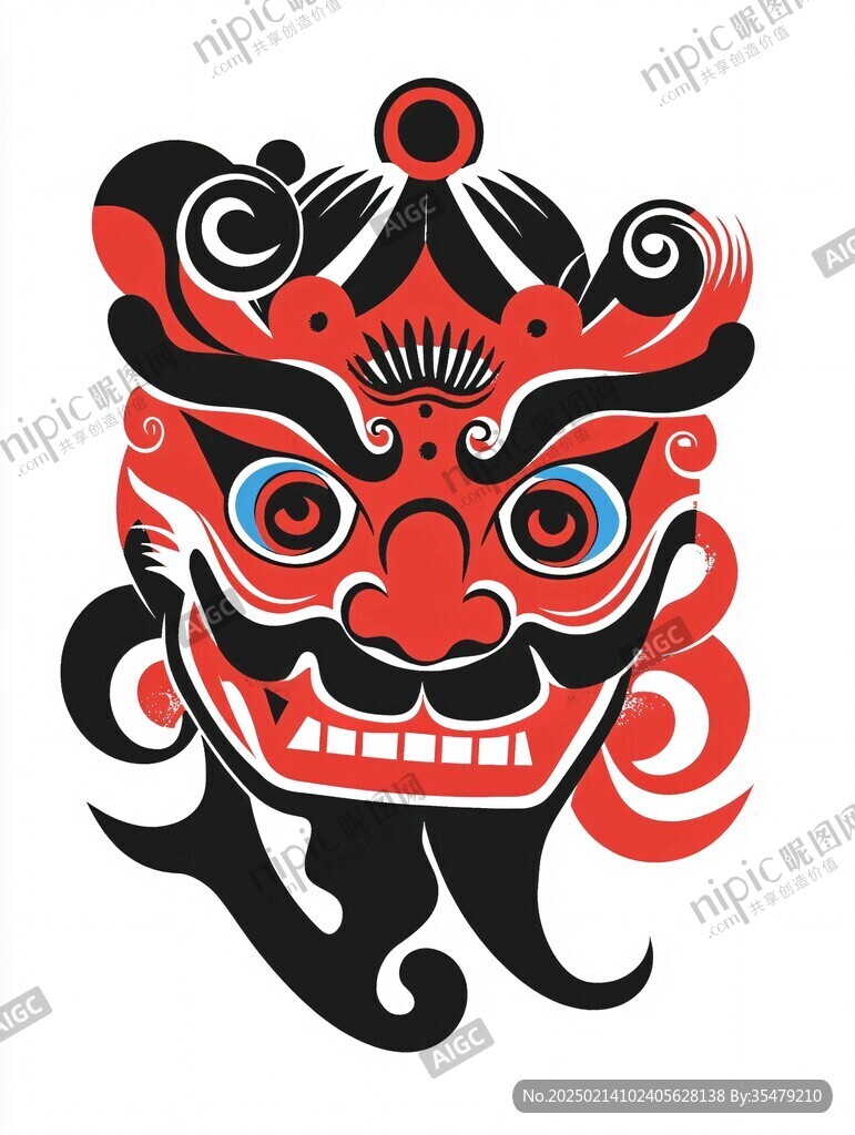舞狮插画logo