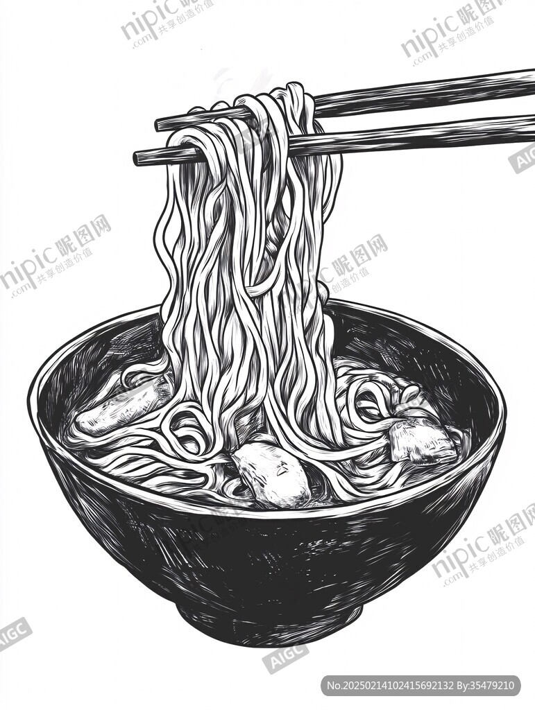 热干面手绘插画