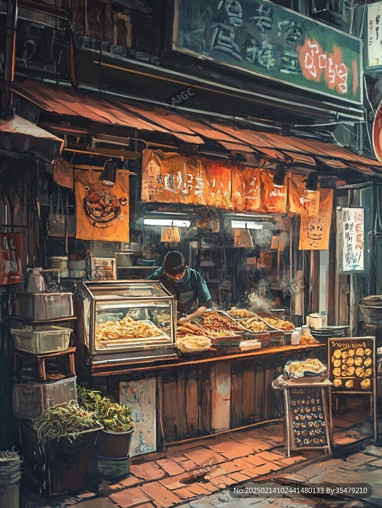 腌卤店插画