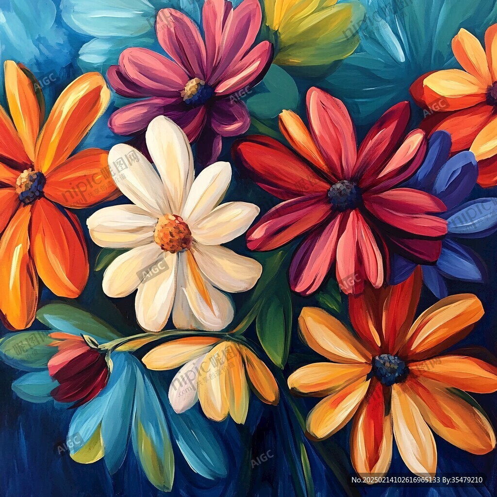 3d浮雕缤纷花卉
