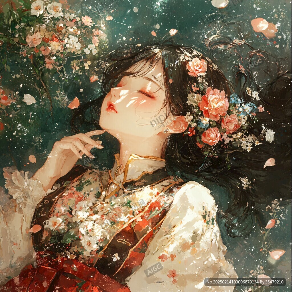 古风美女头像插画封面