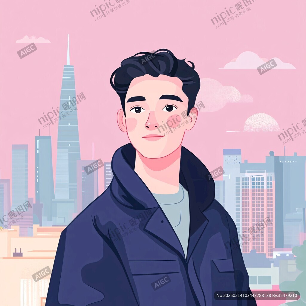 男生头像插画