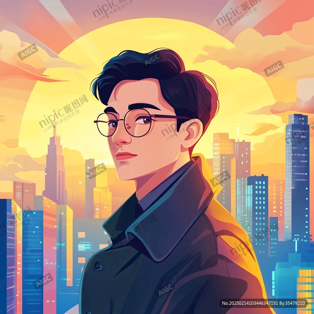 男生头像插画