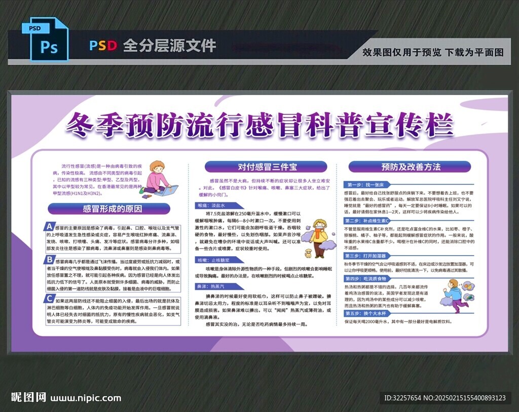 预防流行感冒展板