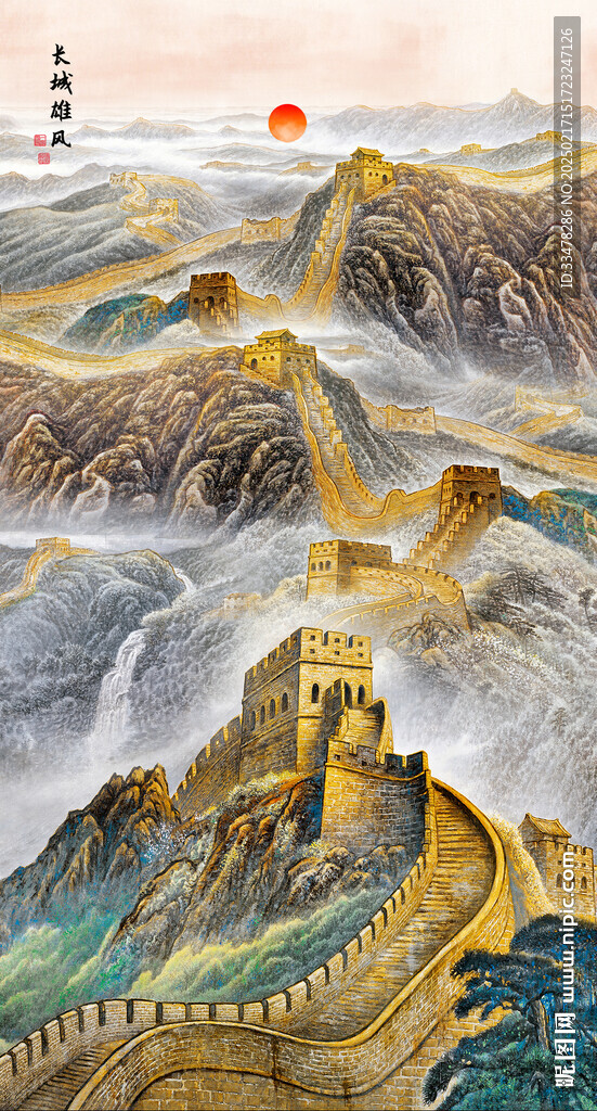 玄关长城山水装饰画