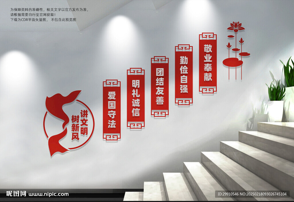 讲文明树新风楼梯文化墙