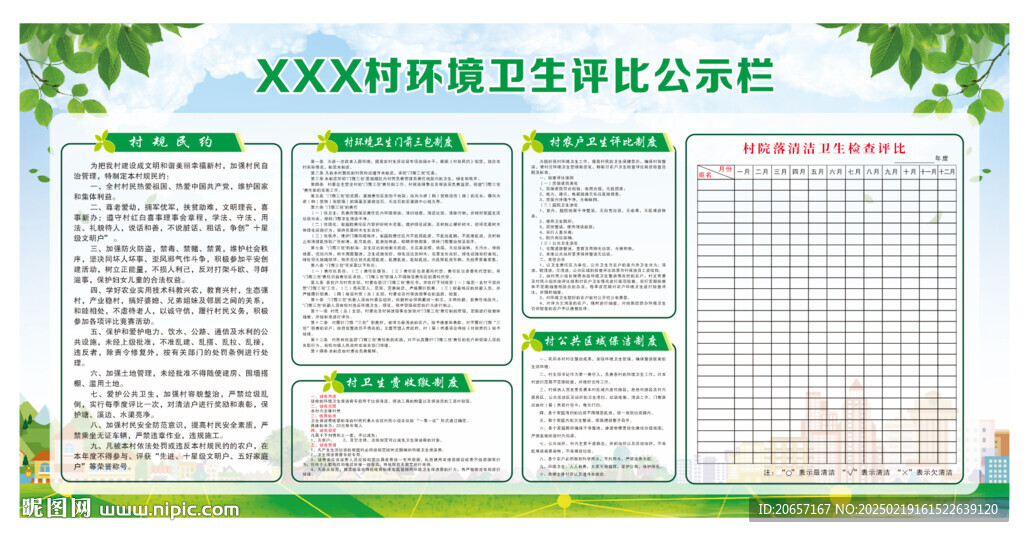 卫生评比公示栏