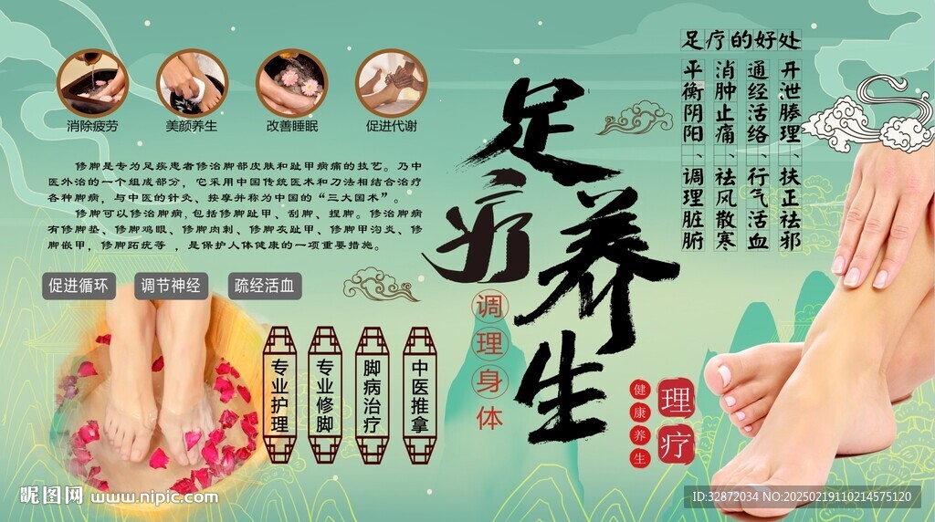 足疗养生背景墙